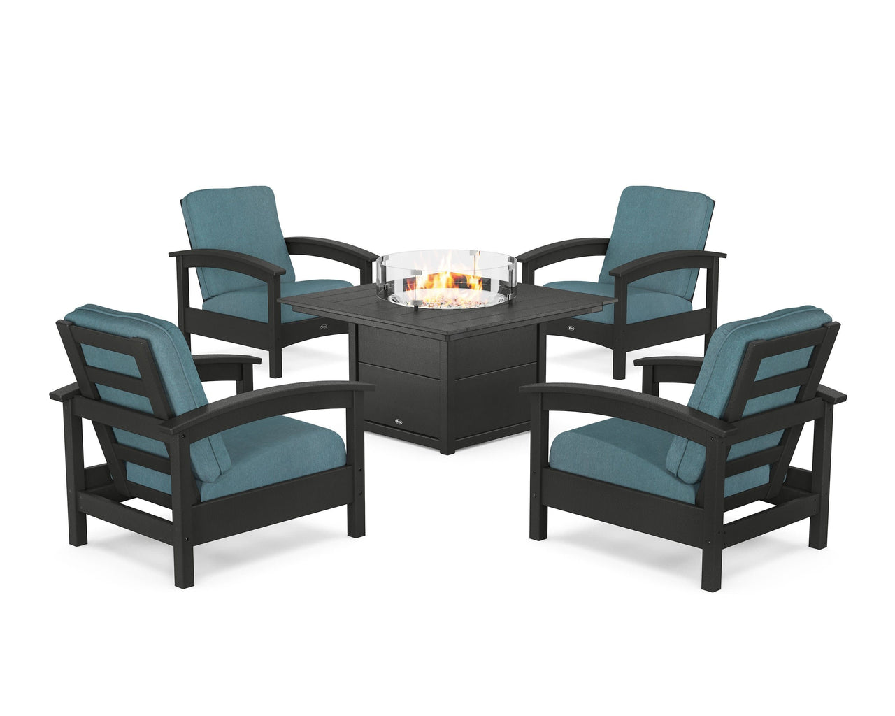 Trex Rockport 5-Piece Deep Seating Set with Square Fire Pit Table