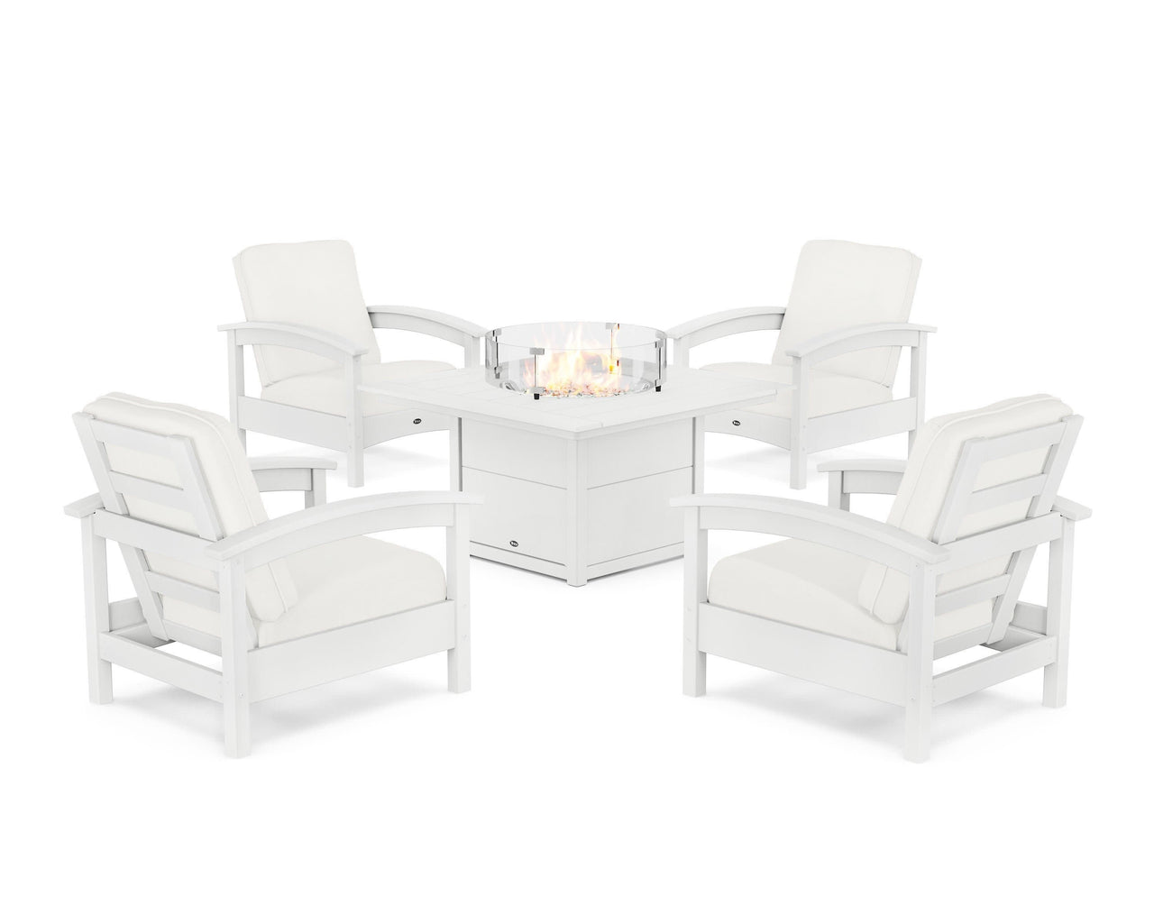 Trex Rockport 5-Piece Deep Seating Set with Square Fire Pit Table
