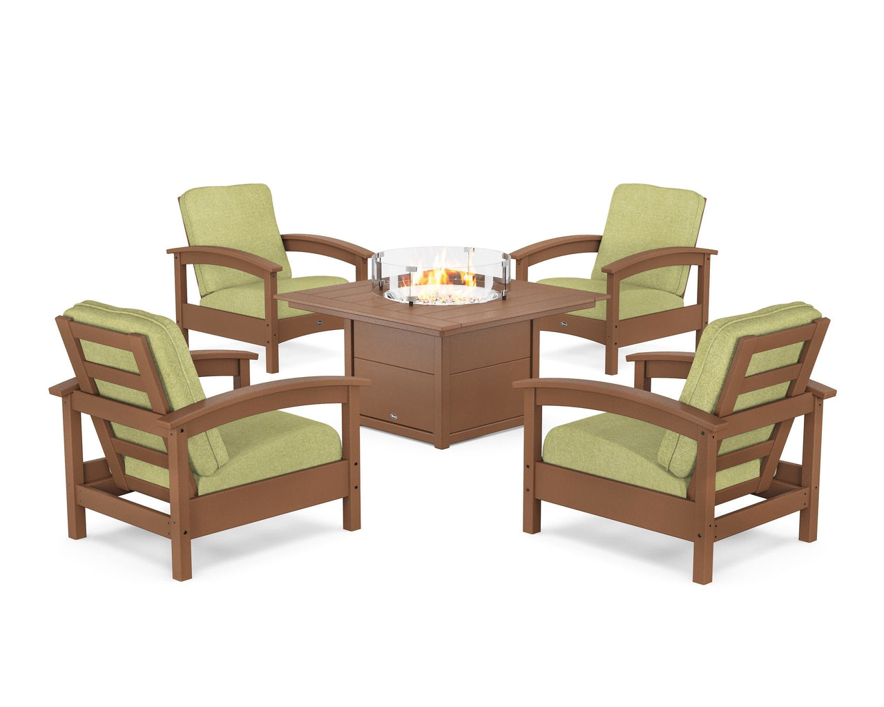 Trex Rockport 5-Piece Deep Seating Set with Square Fire Pit Table