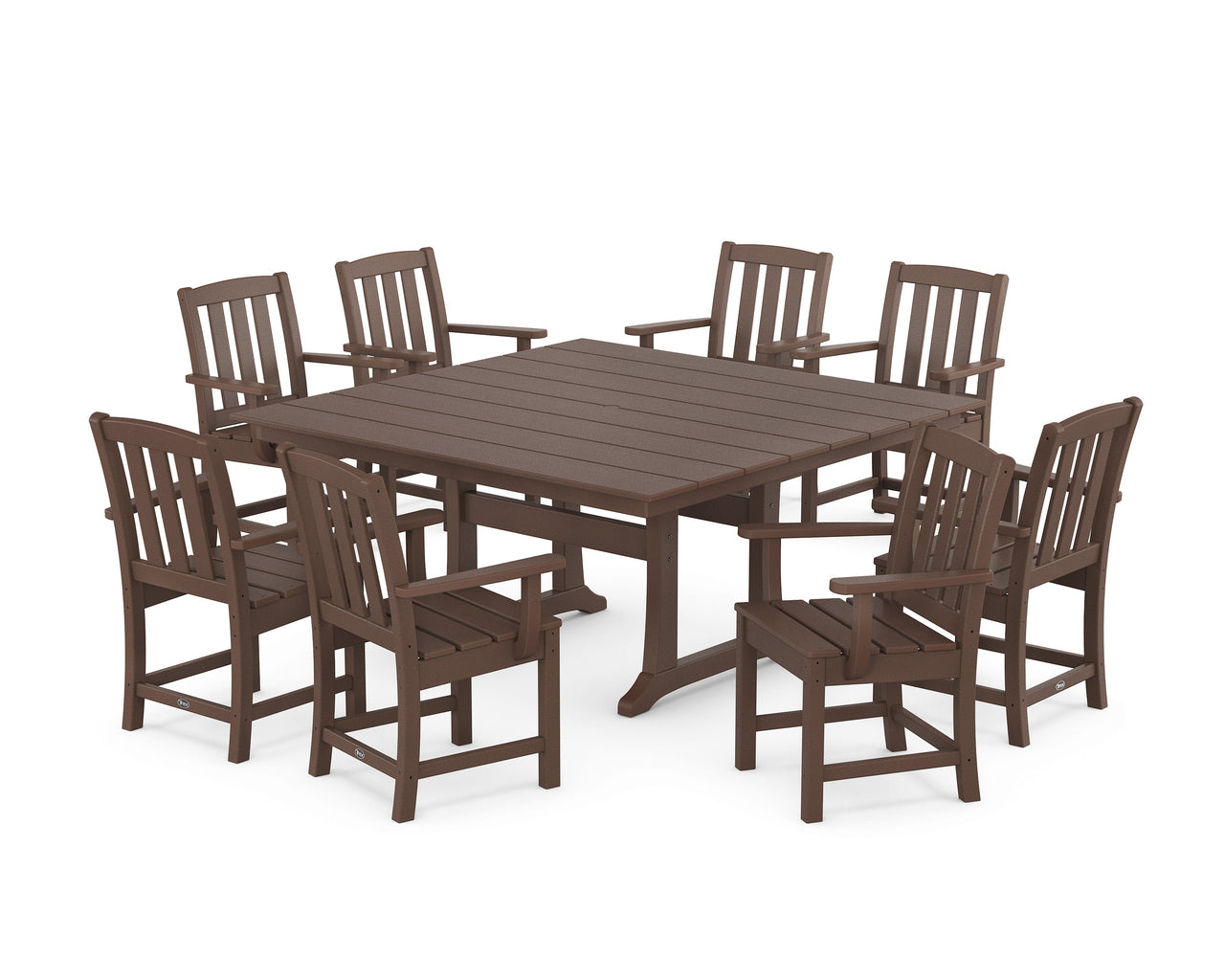 Trex Cape Cod 9-Piece Square Farmhouse Dining Set with Trestle Legs