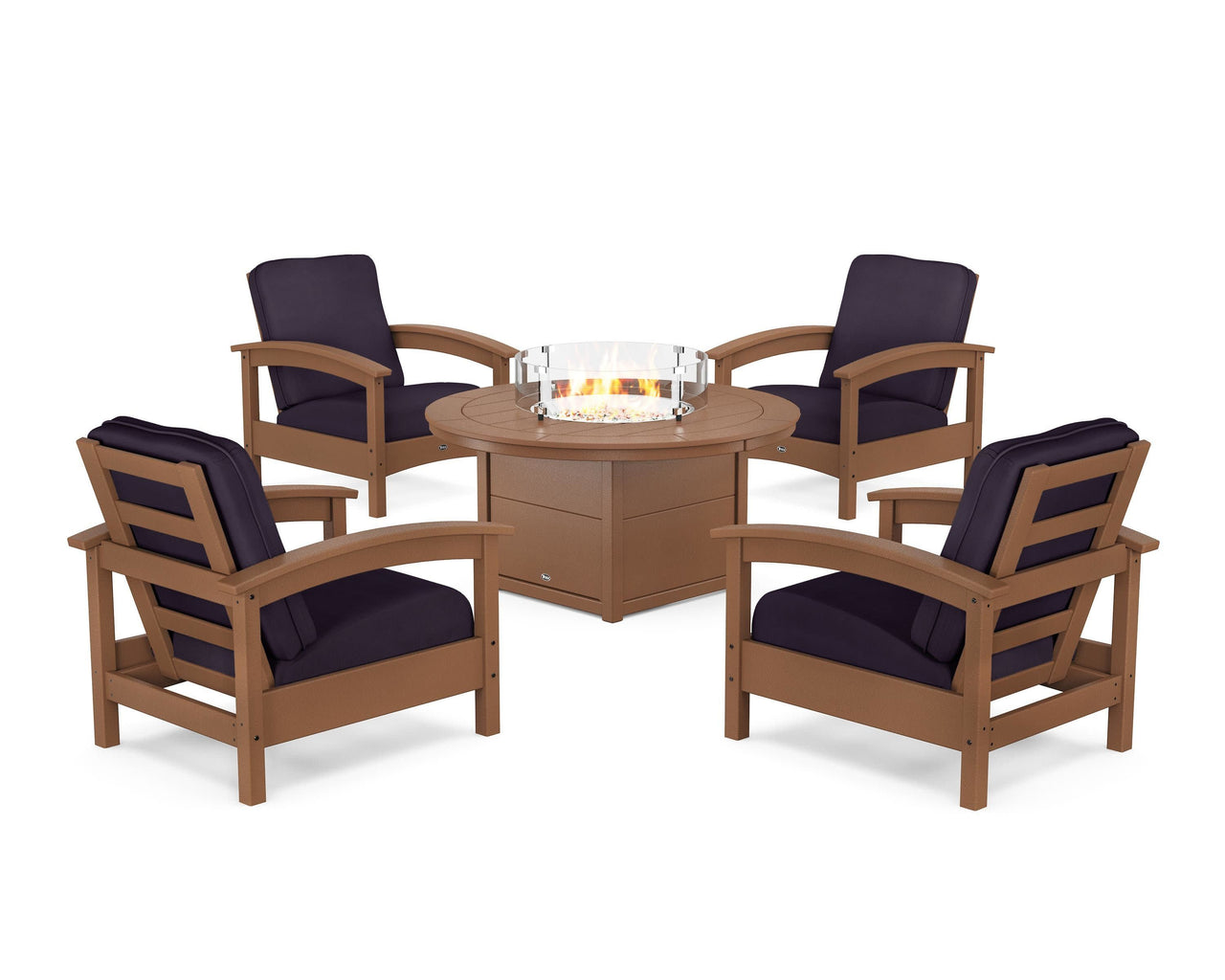 Trex Rockport 5-Piece Deep Seating Set with Round Fire Pit Table