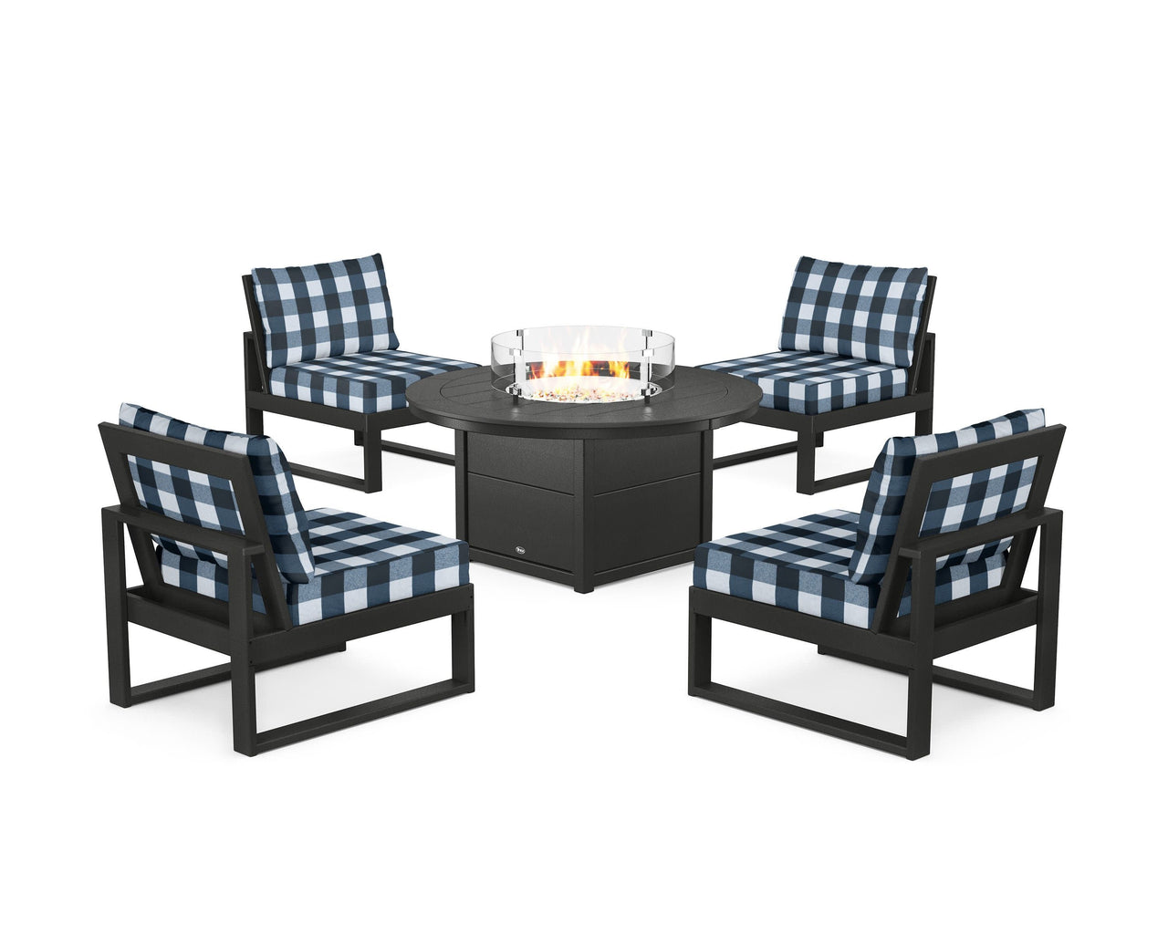 Trex Eastport Modular 5-Piece Deep Seating Set with Round Fire Pit Table