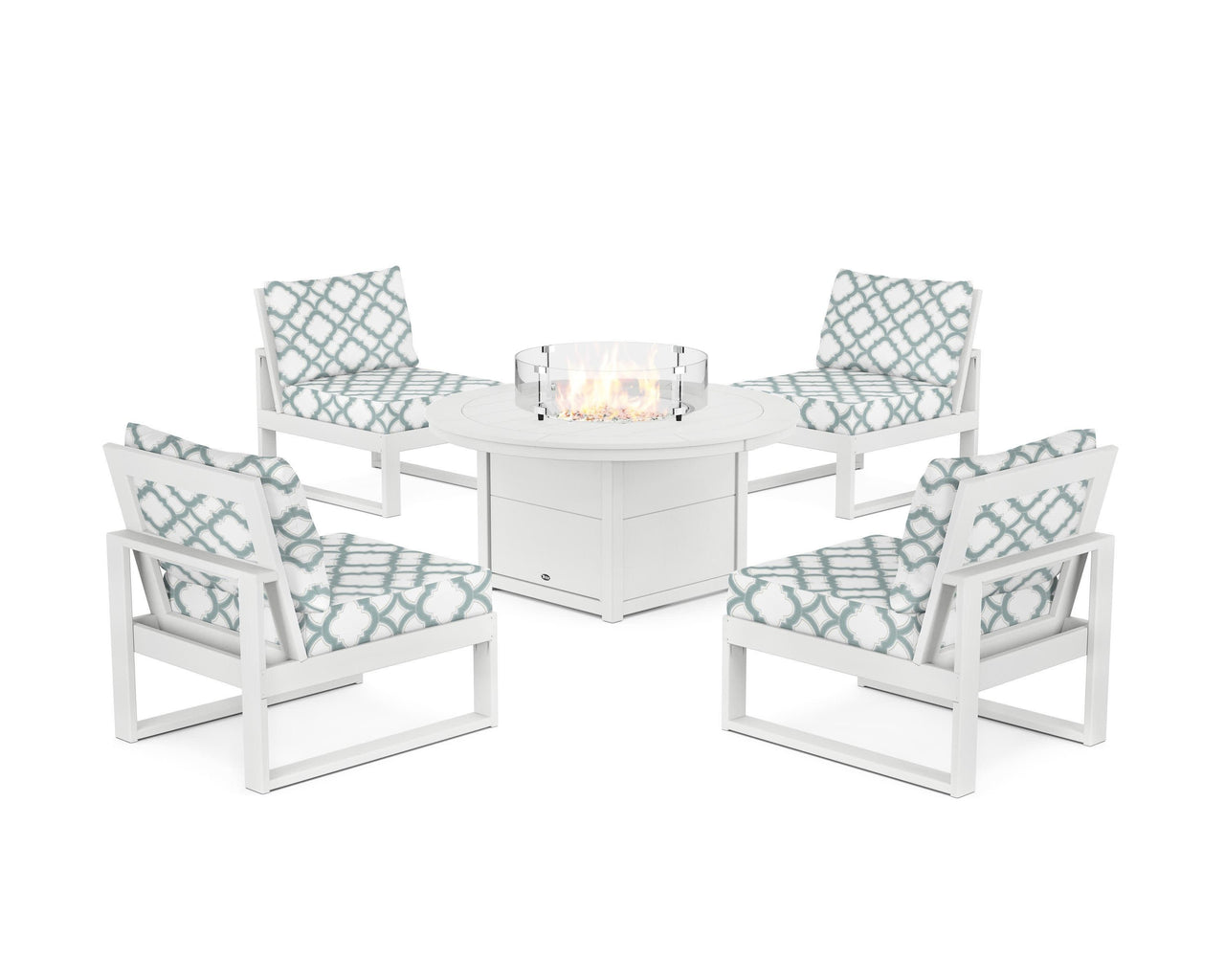 Trex Eastport Modular 5-Piece Deep Seating Set with Round Fire Pit Table