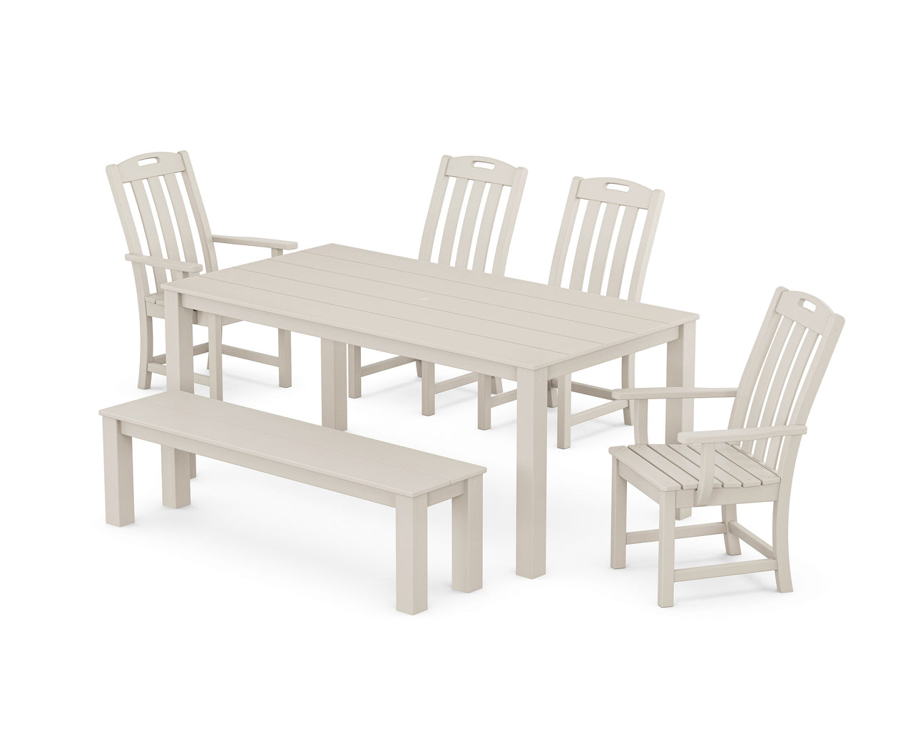 Trex Yacht Club 6-Piece Parsons Dining Set with Bench - Sand Castle