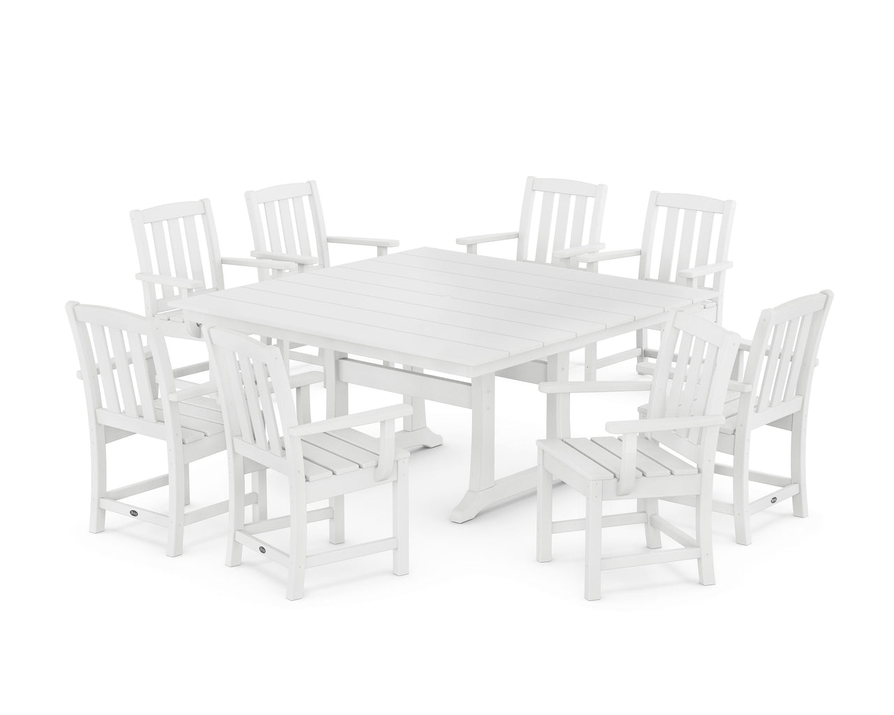 Trex Cape Cod 9-Piece Square Farmhouse Dining Set with Trestle Legs