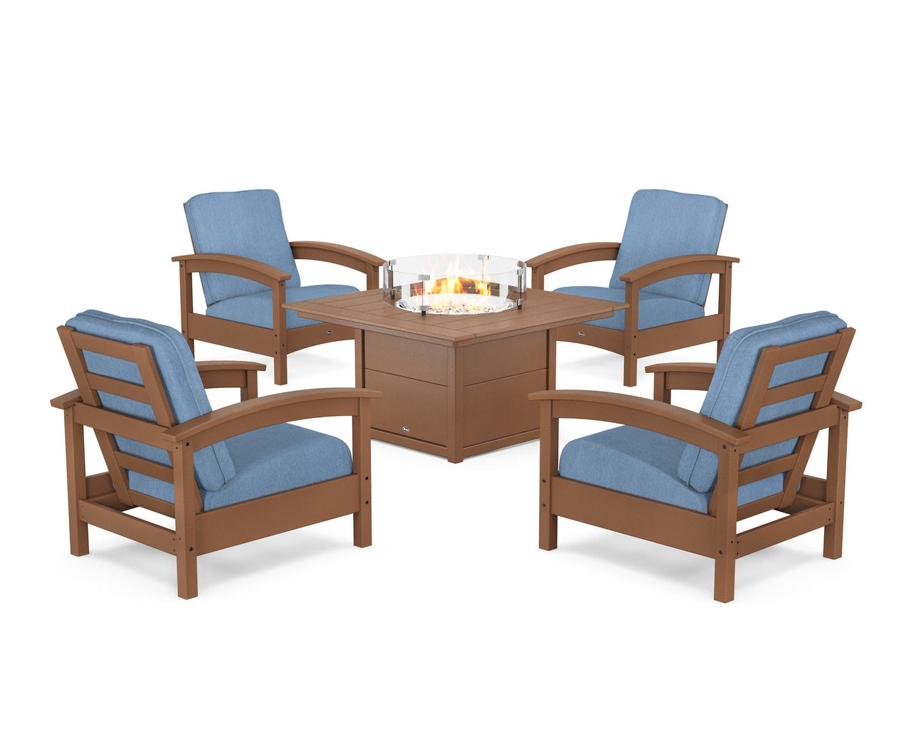 Trex Rockport 5-Piece Deep Seating Set with Square Fire Pit Table