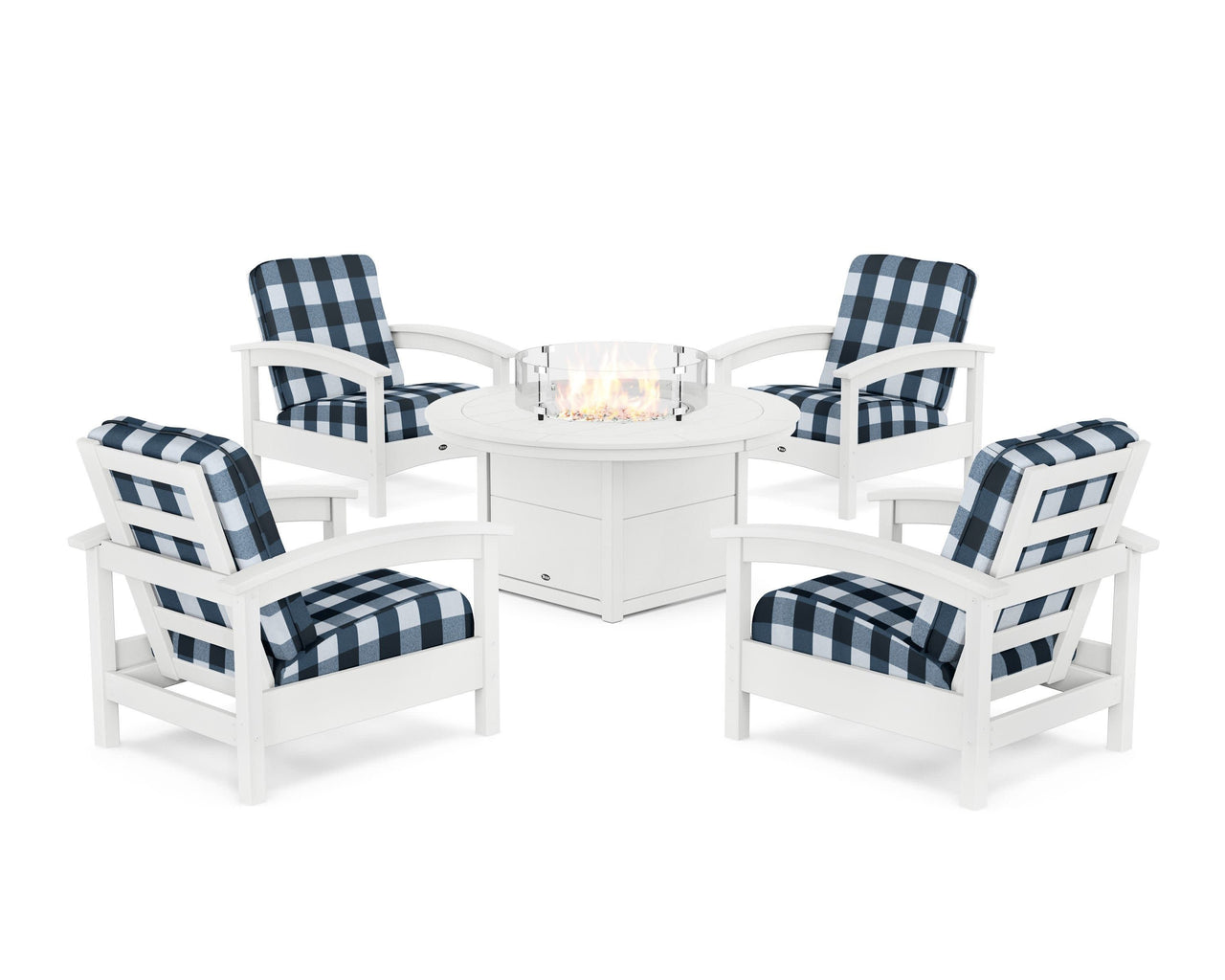 Trex Rockport 5-Piece Deep Seating Set with Round Fire Pit Table