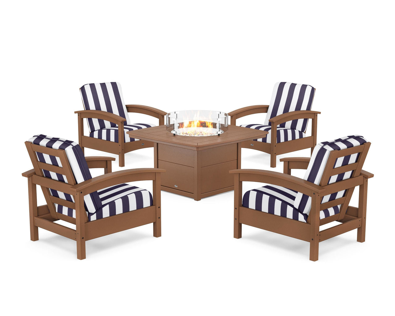 Trex Rockport 5-Piece Deep Seating Set with Yacht Club Fire Pit Table