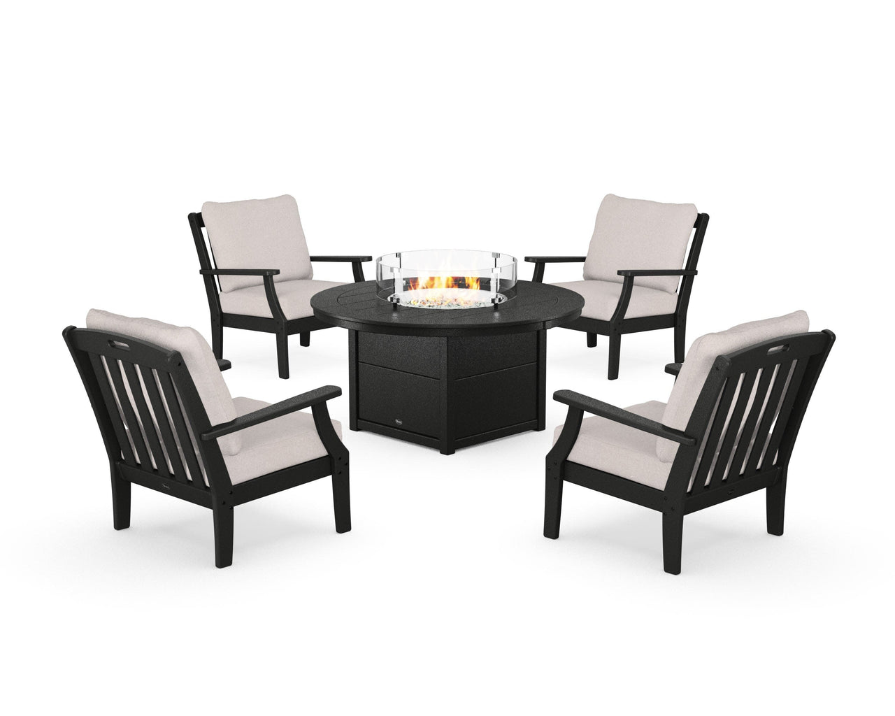 Trex Yacht Club 5-Piece Deep Seating Set with Round Fire Pit Table