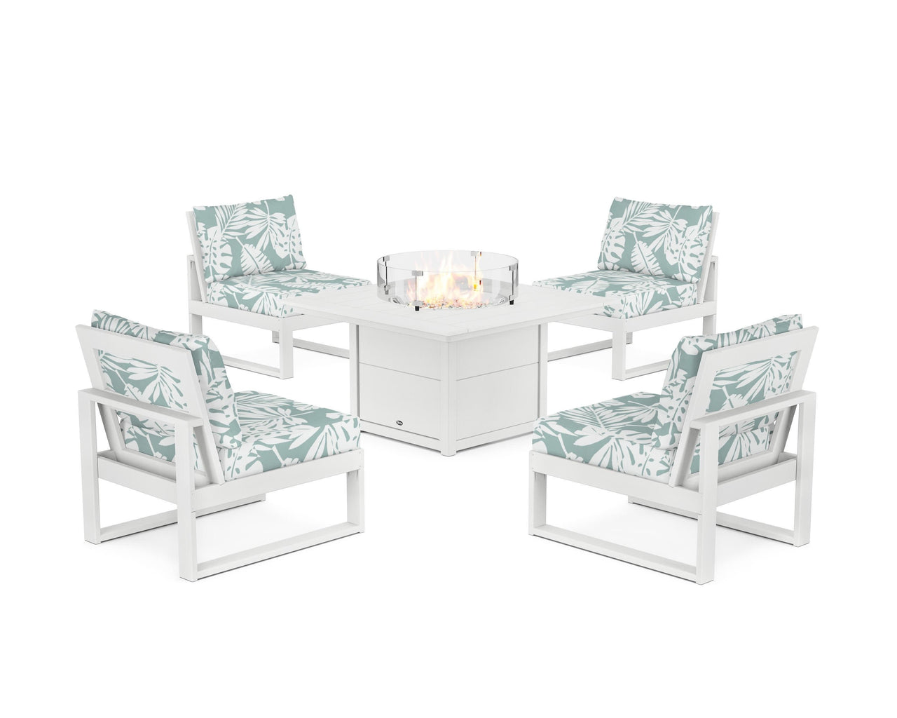 Trex Eastport Modular 5-Piece Deep Seating Set with Square Fire Pit Table