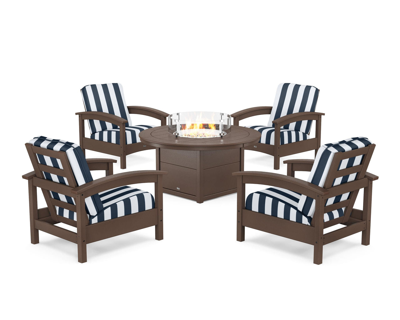 Trex Rockport 5-Piece Deep Seating Set with Round Fire Pit Table
