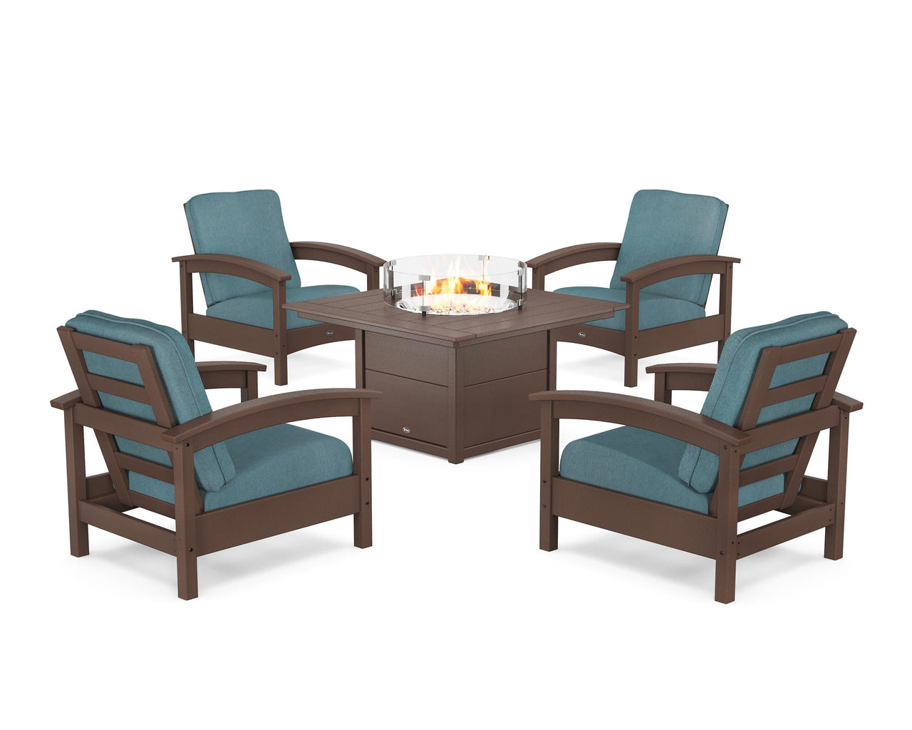 Trex Rockport 5-Piece Deep Seating Set with Square Fire Pit Table