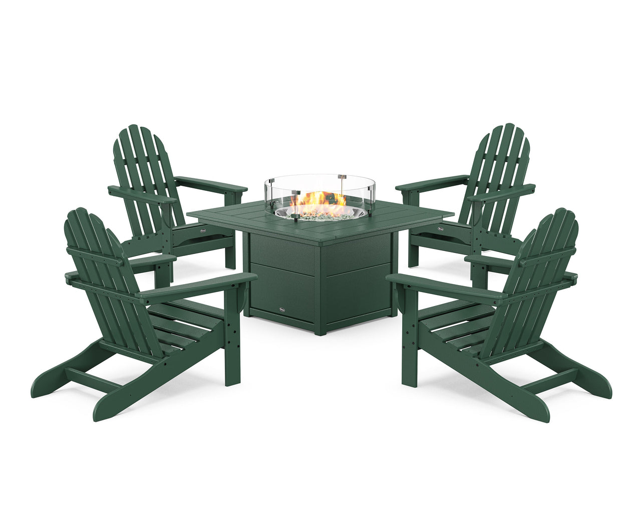 Trex Cape Cod Adirondack 5-Piece Set with Square Fire Pit Table