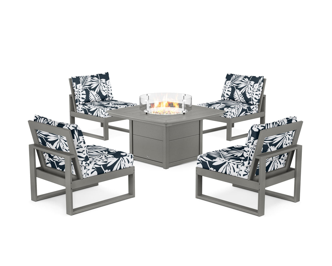 Trex Eastport Modular 5-Piece Deep Seating Set with Yacht Club Fire Pit Table