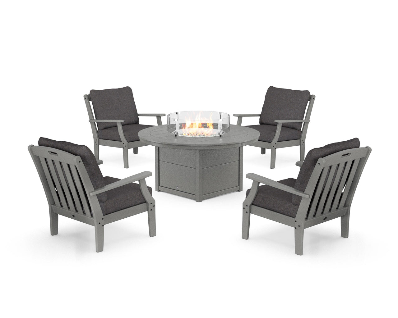 Trex Yacht Club 5-Piece Deep Seating Set with Round Fire Pit Table