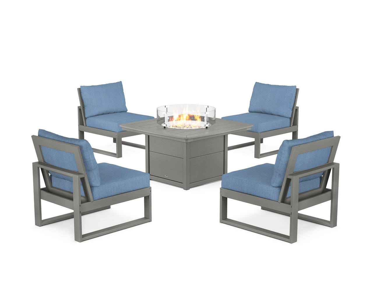 Trex Eastport Modular 5-Piece Deep Seating Set with Yacht Club Fire Pit Table