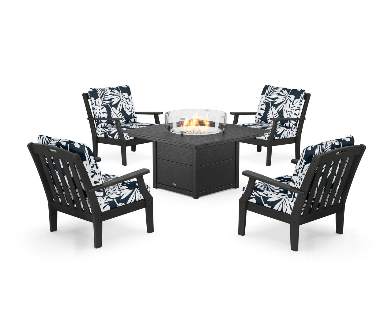 Trex Yacht Club 5-Piece Deep Seating Set with Square Fire Pit Table