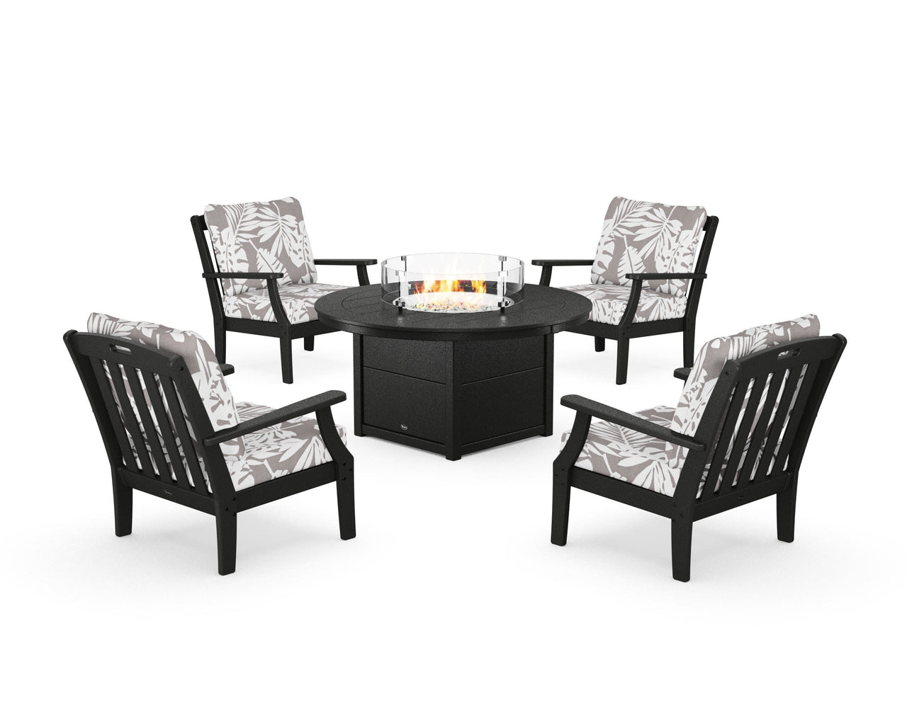 Trex Yacht Club 5-Piece Deep Seating Set with Round Fire Pit Table