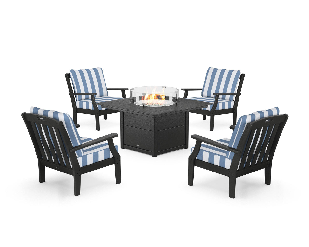 Trex Yacht Club 5-Piece Deep Seating Set with Square Fire Pit Table