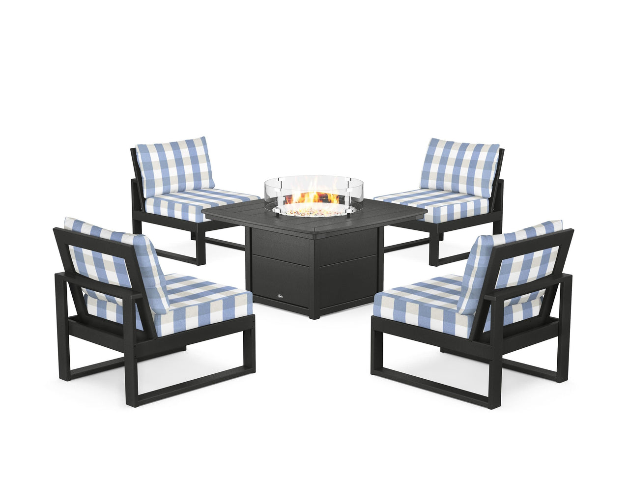 Trex Eastport Modular 5-Piece Deep Seating Set with Yacht Club Fire Pit Table