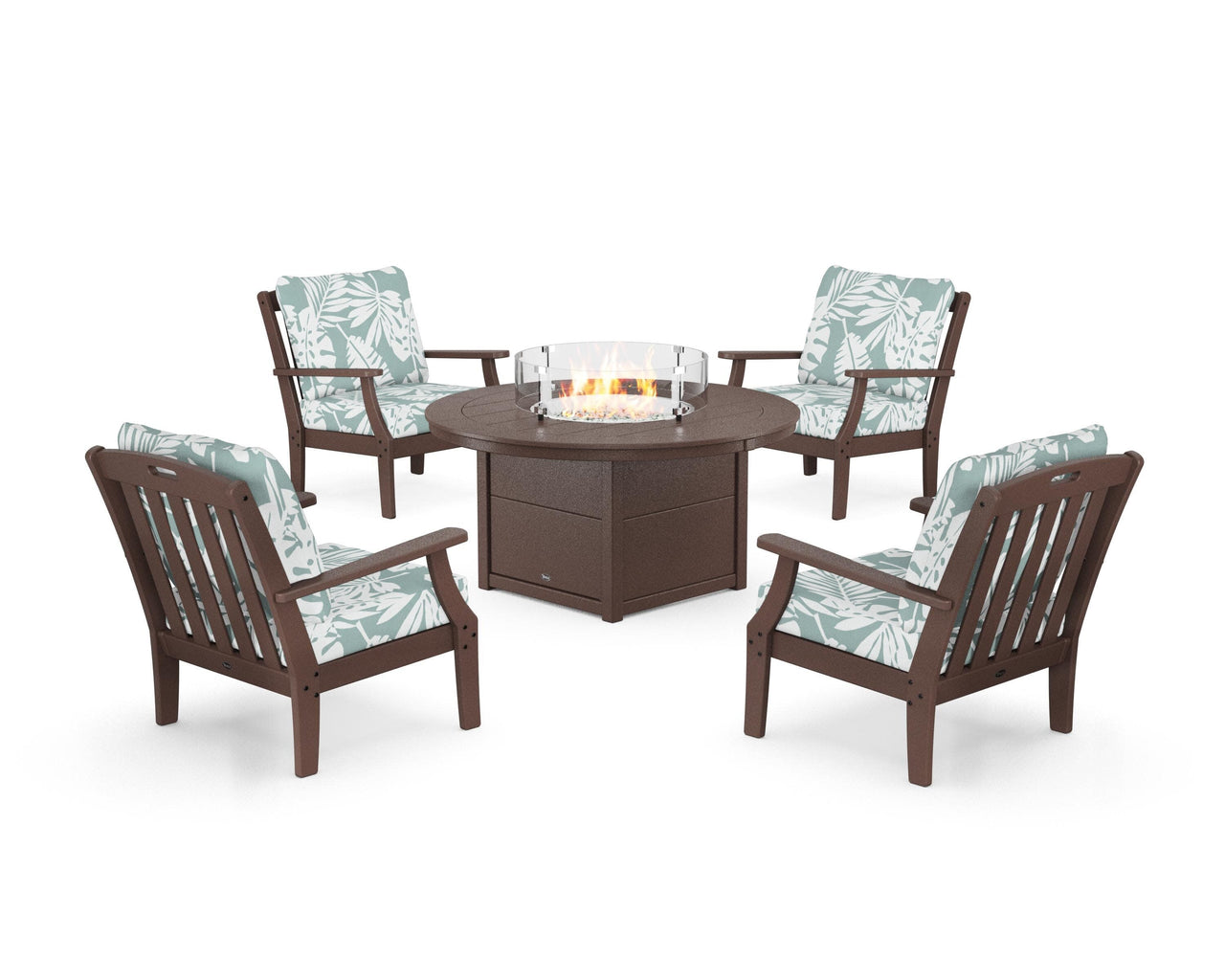 Trex Yacht Club 5-Piece Deep Seating Set with Round Fire Pit Table