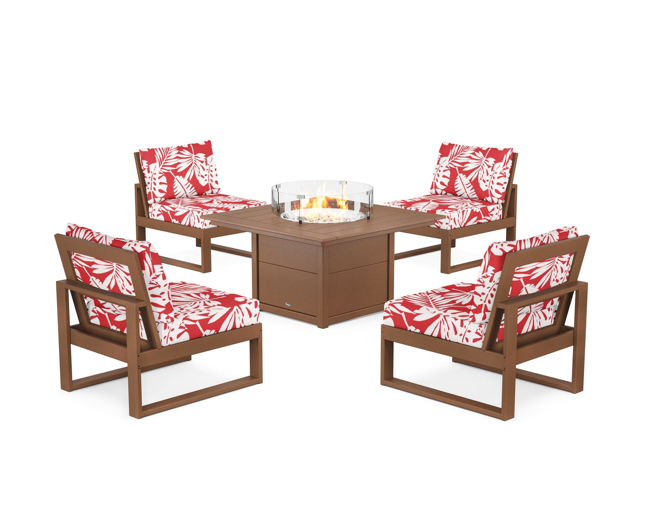 Trex Eastport Modular 5-Piece Deep Seating Set with Square Fire Pit Table