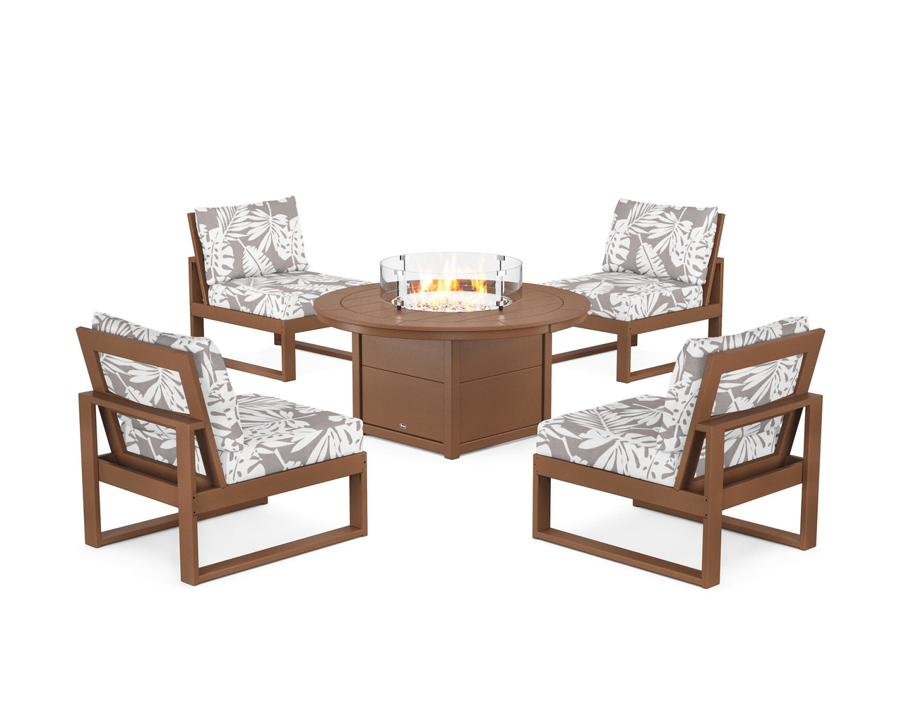 Trex Eastport Modular 5-Piece Deep Seating Set with Round Fire Pit Table
