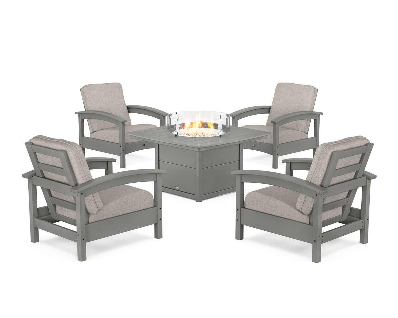 Trex Rockport 5-Piece Deep Seating Set with Yacht Club Fire Pit Table