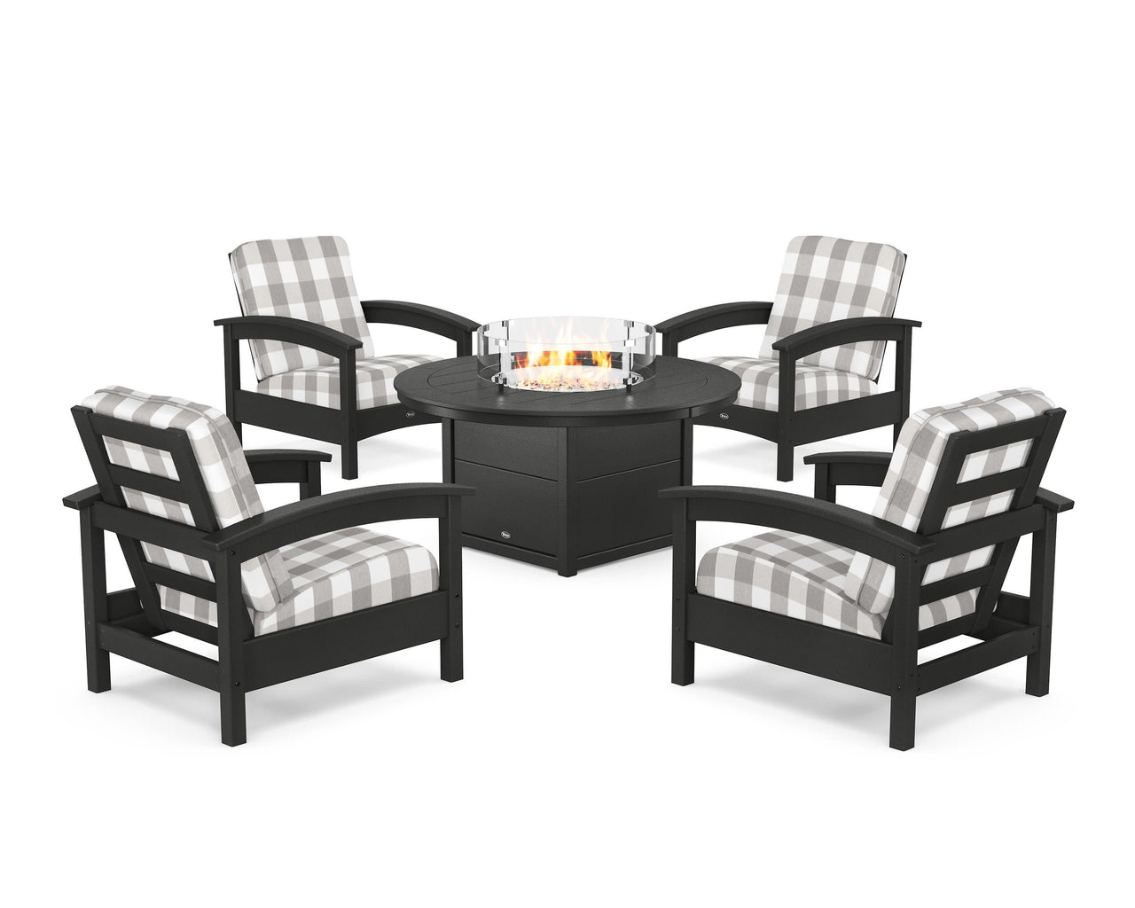 Trex Rockport 5-Piece Deep Seating Set with Round Fire Pit Table
