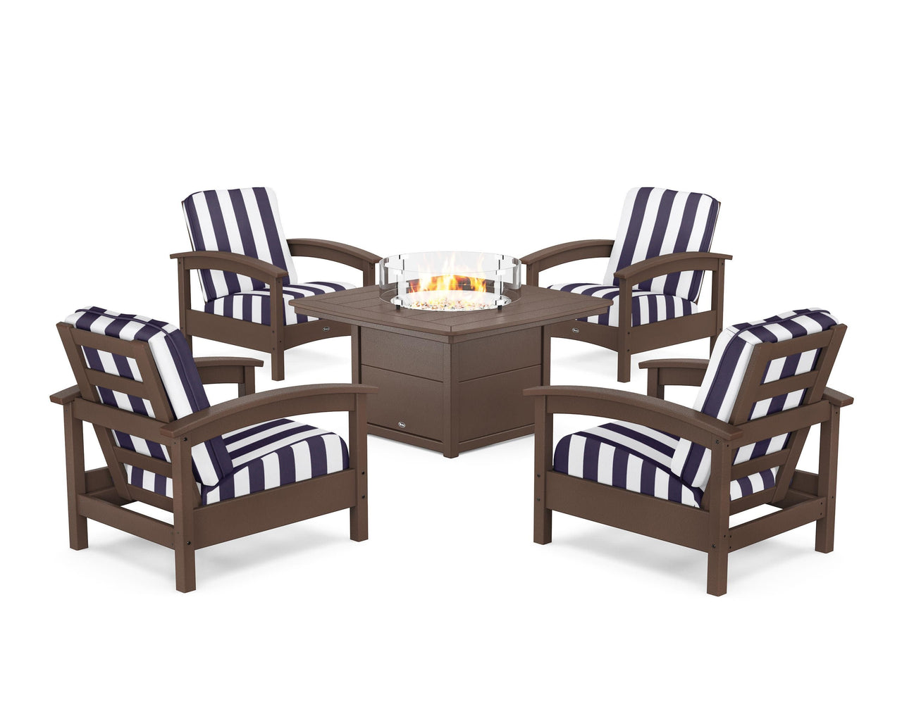 Trex Rockport 5-Piece Deep Seating Set with Yacht Club Fire Pit Table