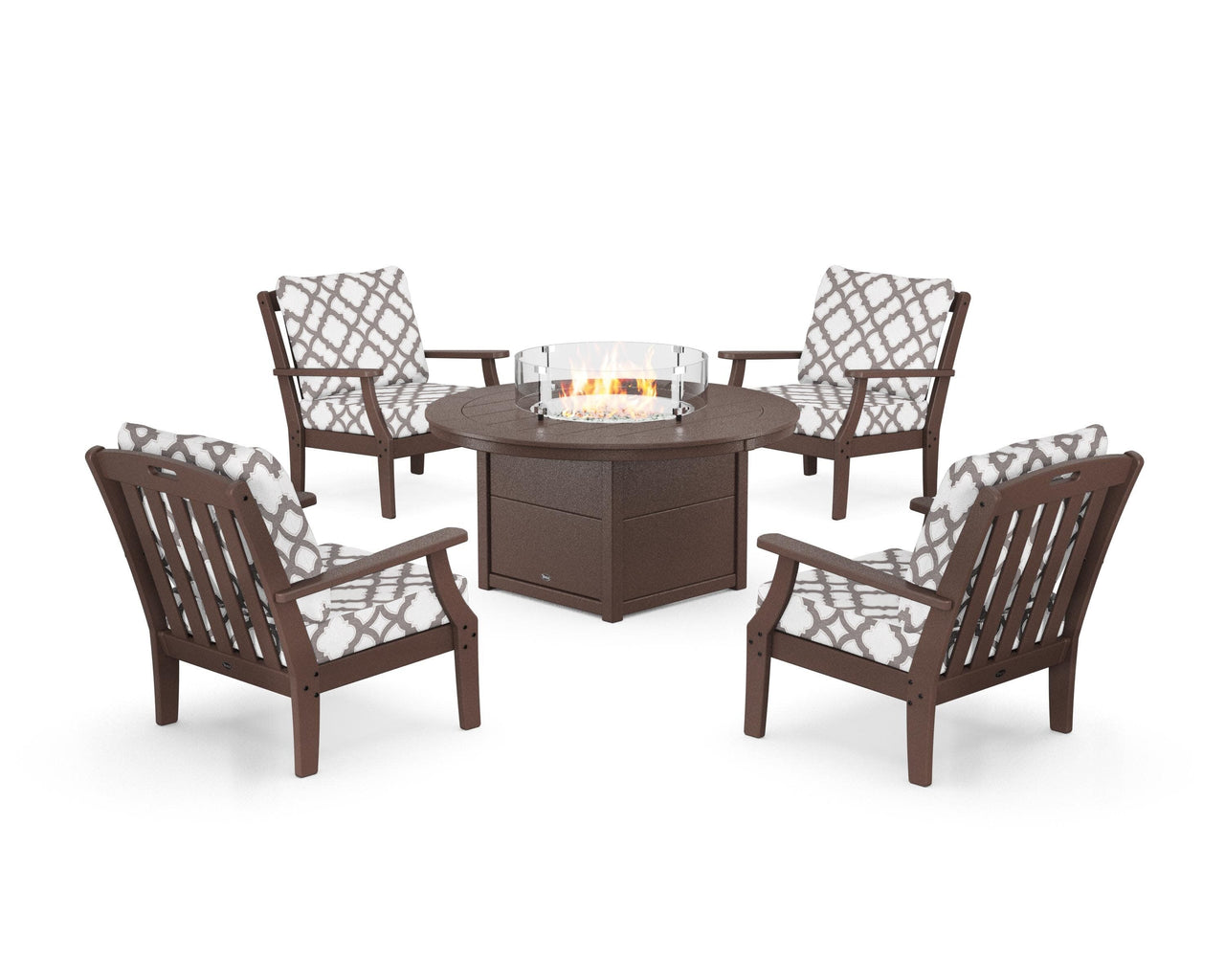 Trex Yacht Club 5-Piece Deep Seating Set with Round Fire Pit Table
