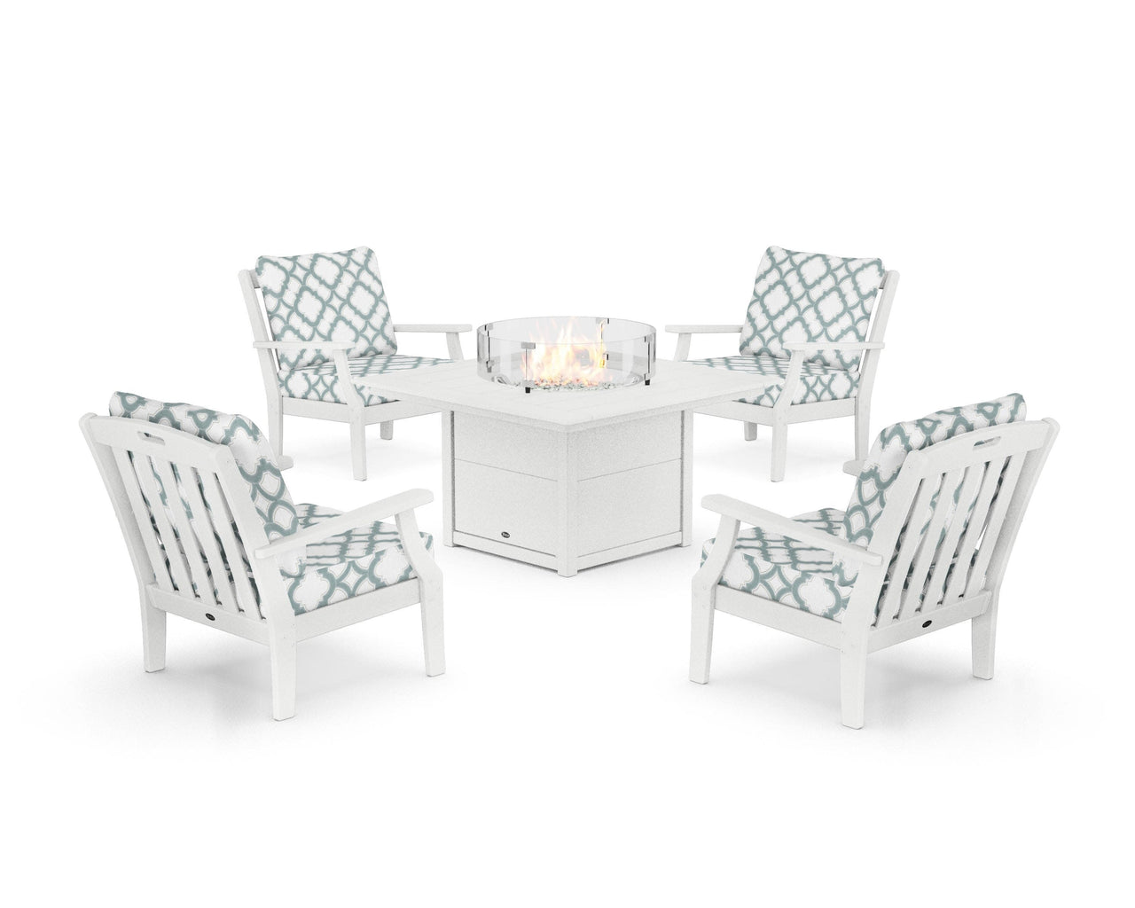 Trex Yacht Club 5-Piece Deep Seating Set with Square Fire Pit Table