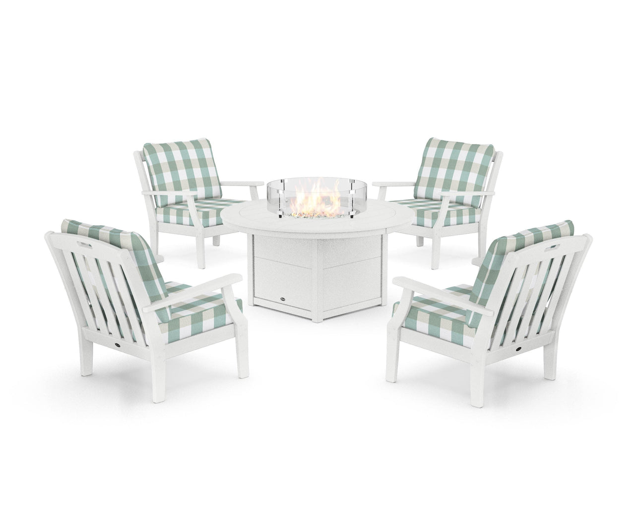Trex Yacht Club 5-Piece Deep Seating Set with Round Fire Pit Table