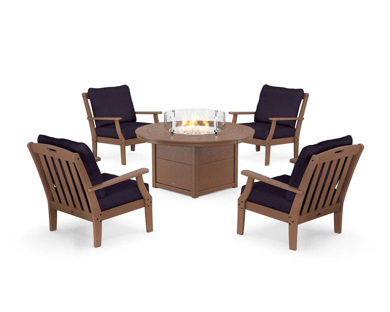 Trex Yacht Club 5-Piece Deep Seating Set with Round Fire Pit Table