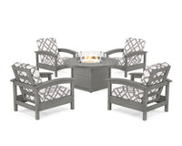 Thumbnail for Trex Rockport 5-Piece Deep Seating Set with Round Fire Pit Table