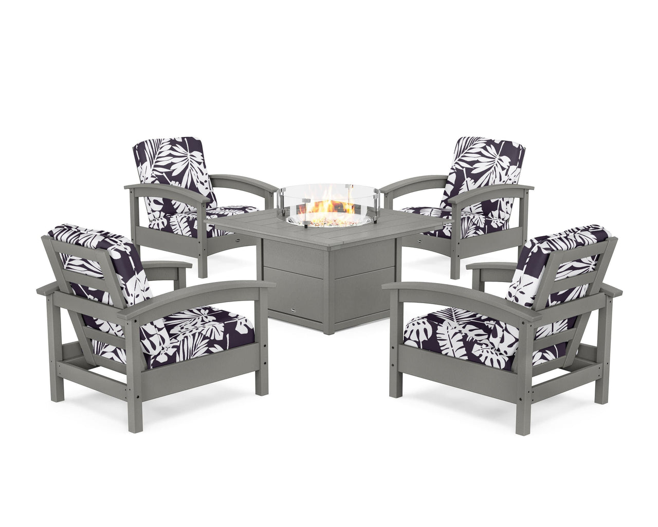 Trex Rockport 5-Piece Deep Seating Set with Square Fire Pit Table