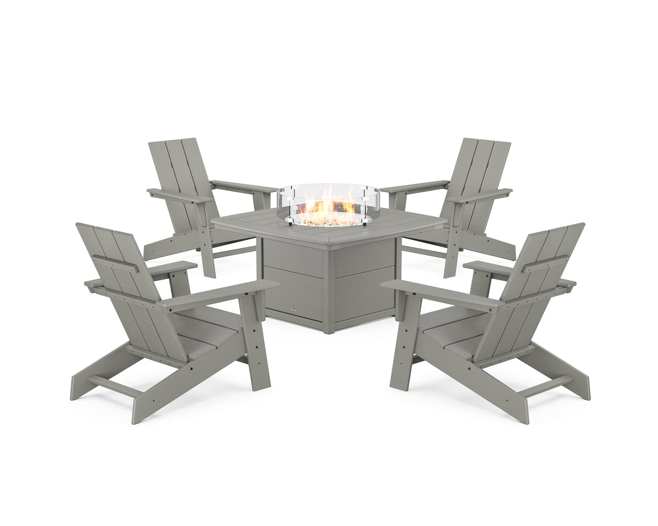 Trex Eastport Modern Adirondack 5-Piece Set with Yacht Club Fire Pit Table