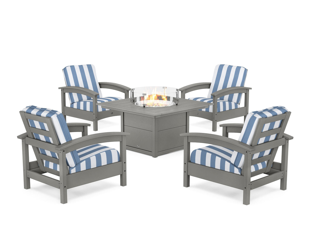 Trex Rockport 5-Piece Deep Seating Set with Square Fire Pit Table