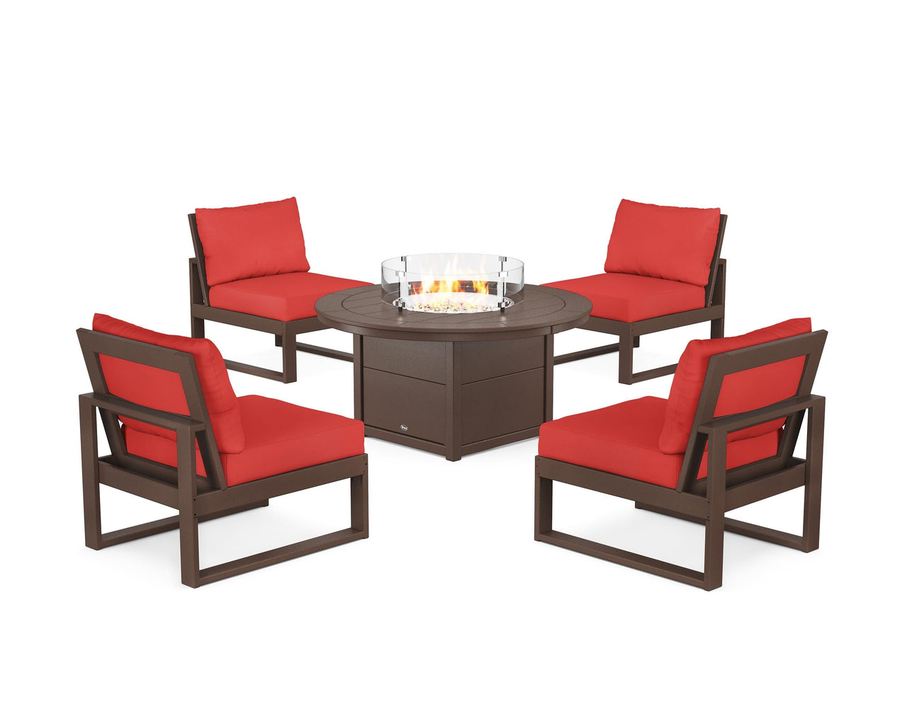 Trex Eastport Modular 5-Piece Deep Seating Set with Round Fire Pit Table