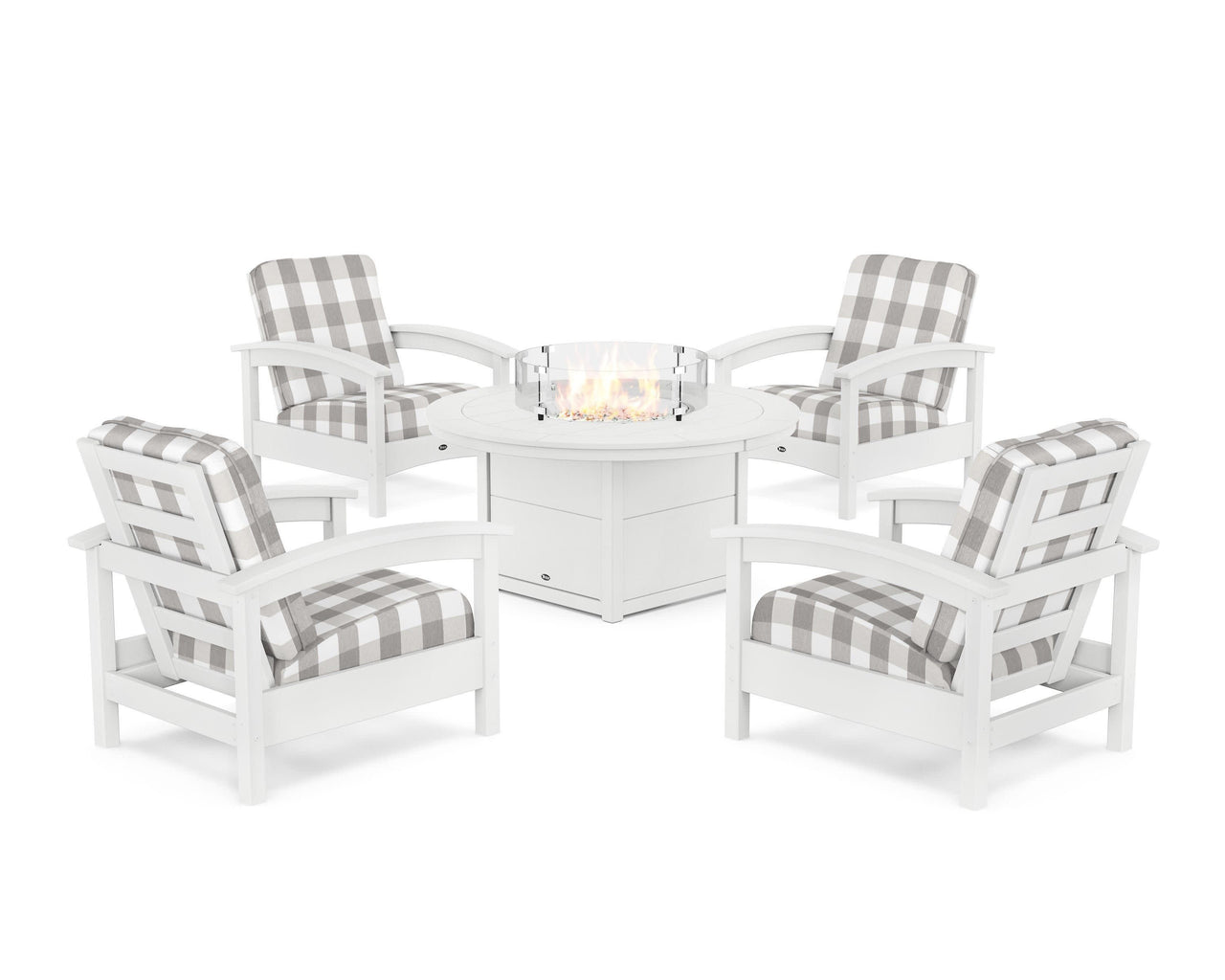 Trex Rockport 5-Piece Deep Seating Set with Round Fire Pit Table