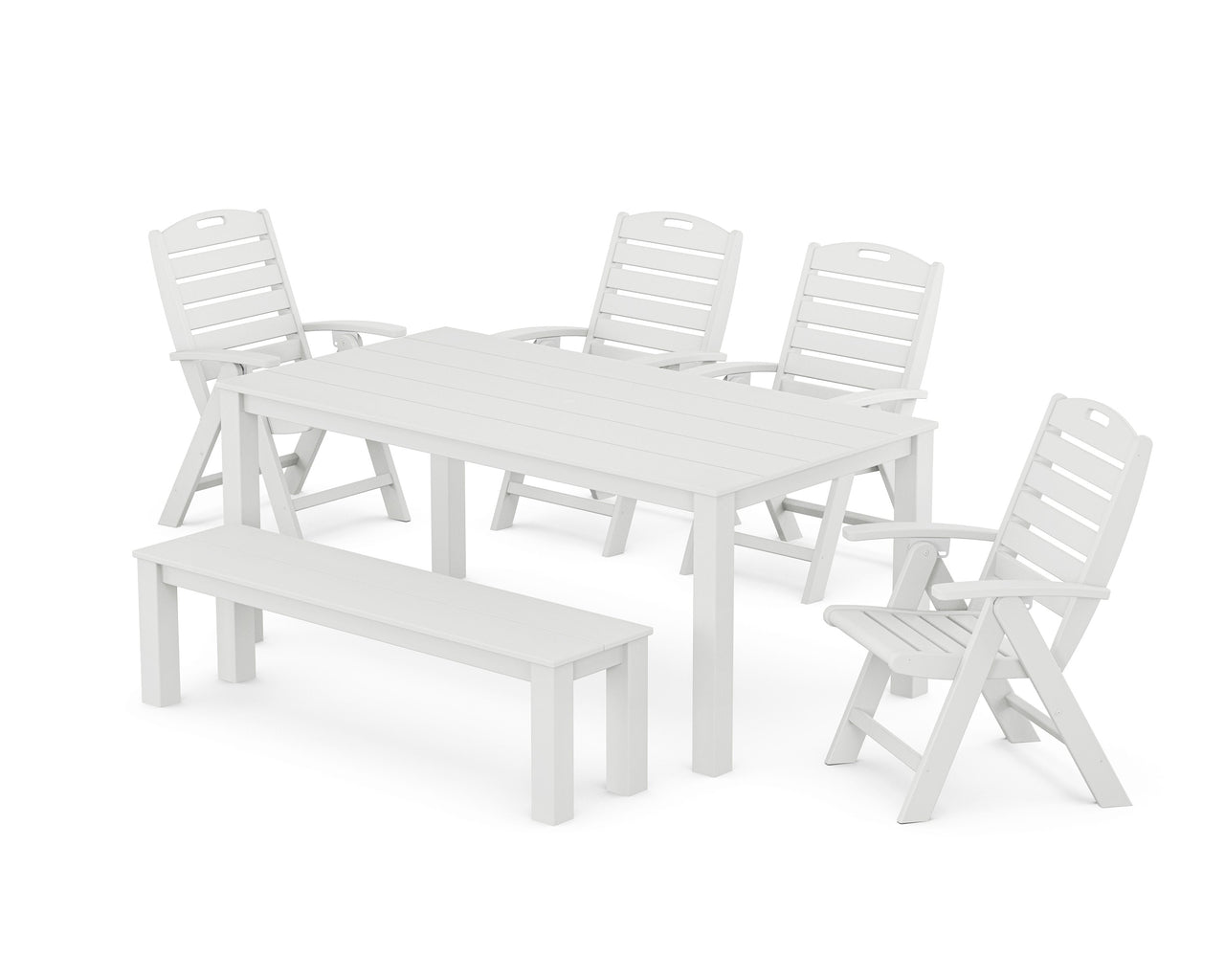 Trex Yacht Club Highback Chair 6-Piece Parsons Dining Set with Bench