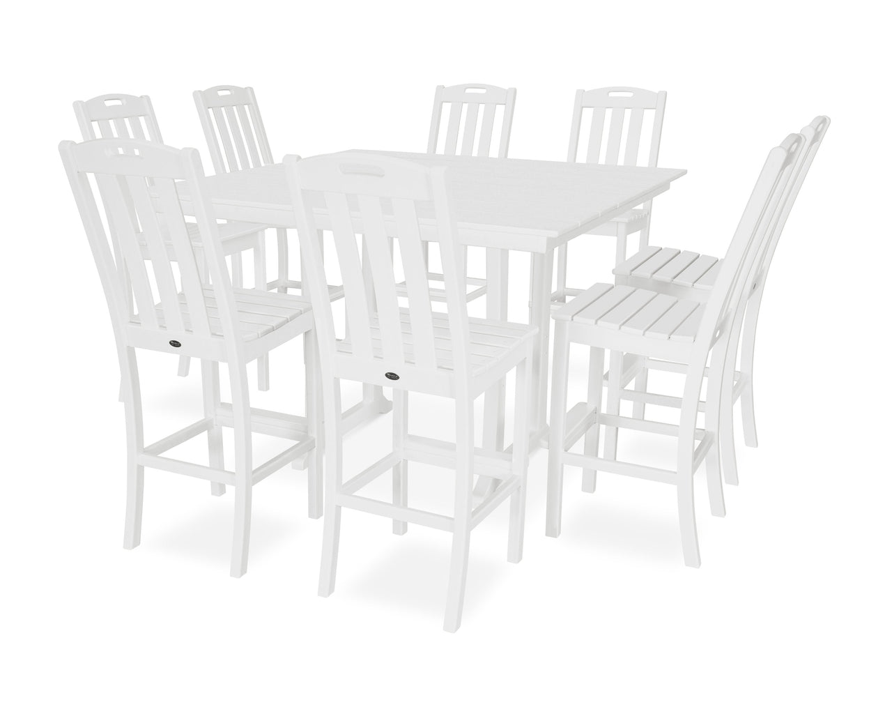 Trex Yacht Club 9-Piece Farmhouse Trestle Side Chair Bar Set