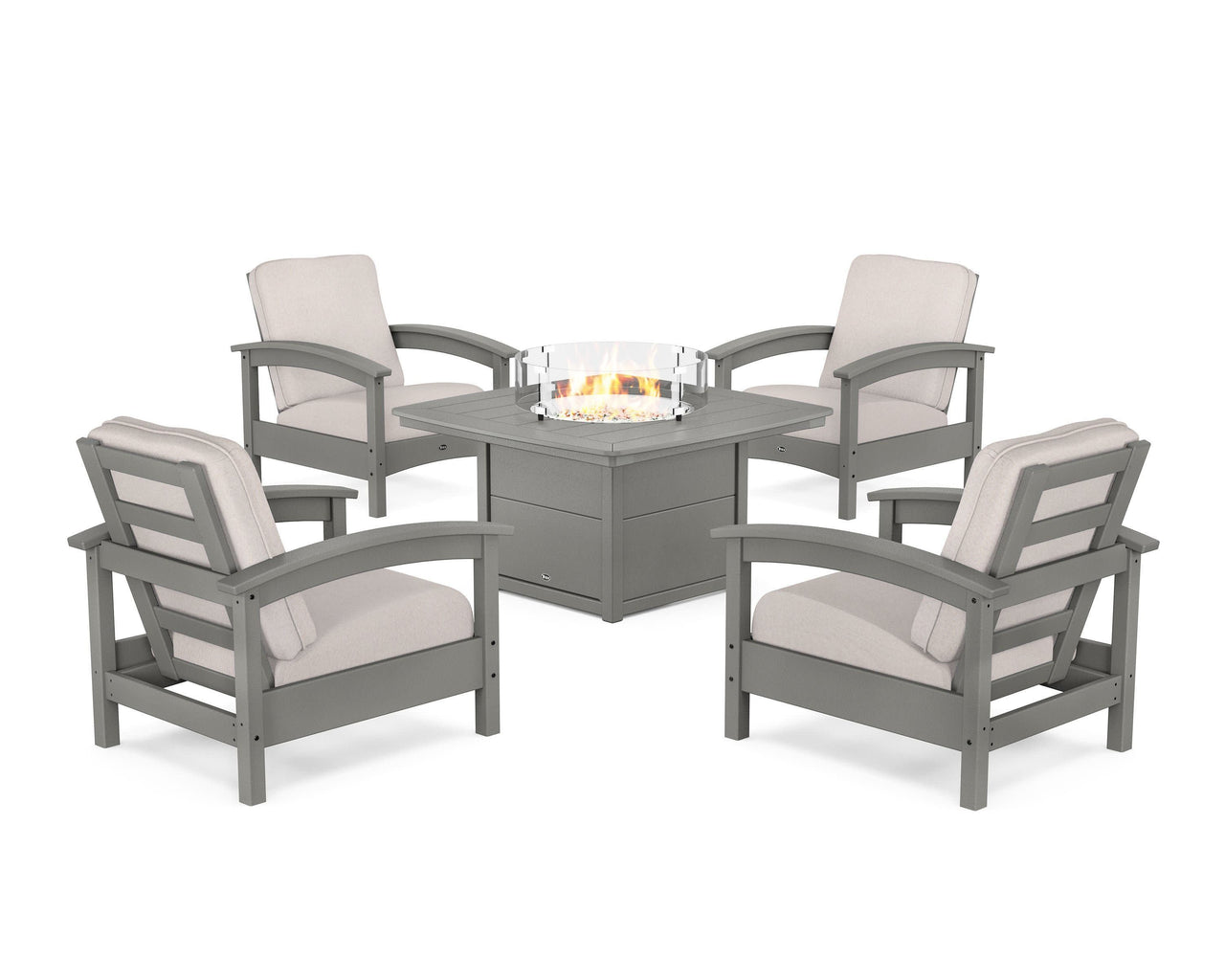 Trex Rockport 5-Piece Deep Seating Set with Yacht Club Fire Pit Table