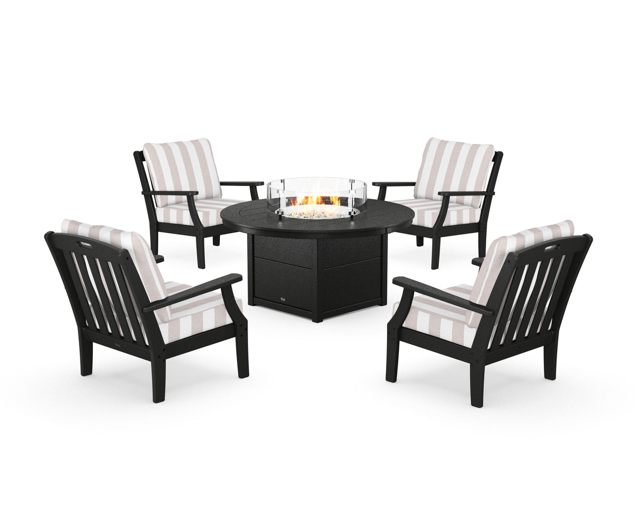 Trex Yacht Club 5-Piece Deep Seating Set with Round Fire Pit Table