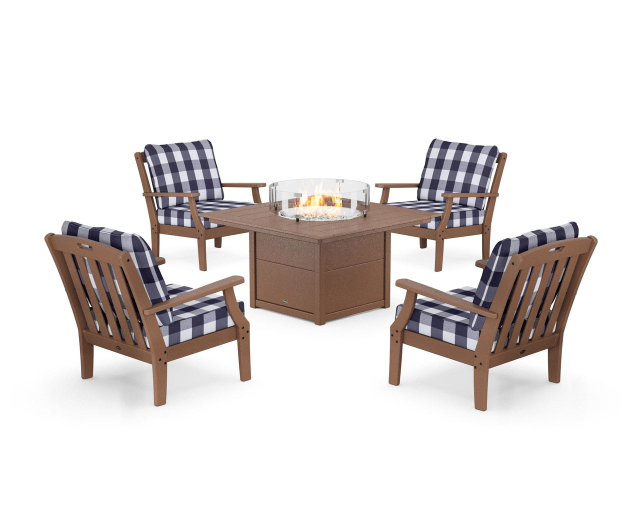 Trex Yacht Club 5-Piece Deep Seating Set with Square Fire Pit Table