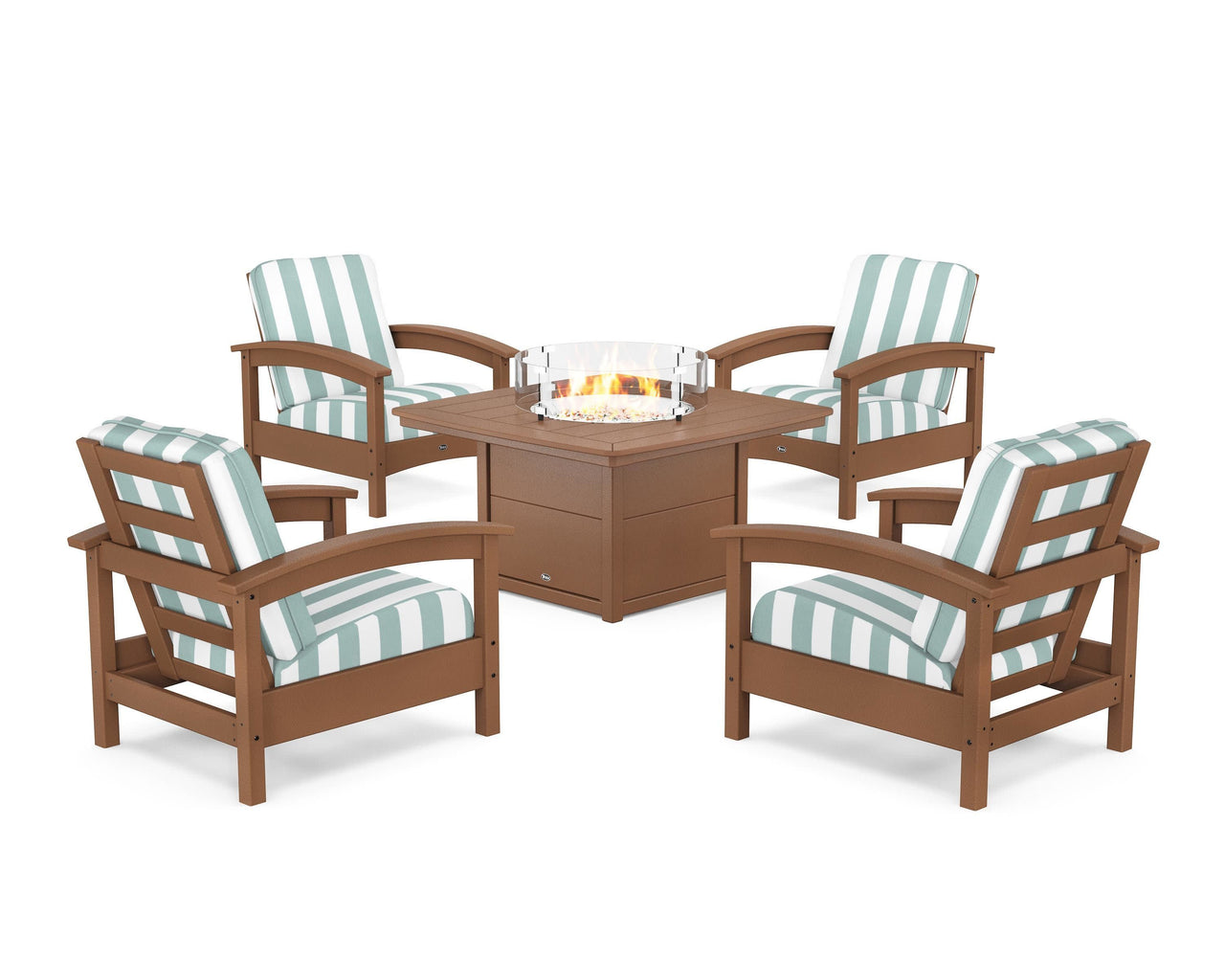 Trex Rockport 5-Piece Deep Seating Set with Yacht Club Fire Pit Table