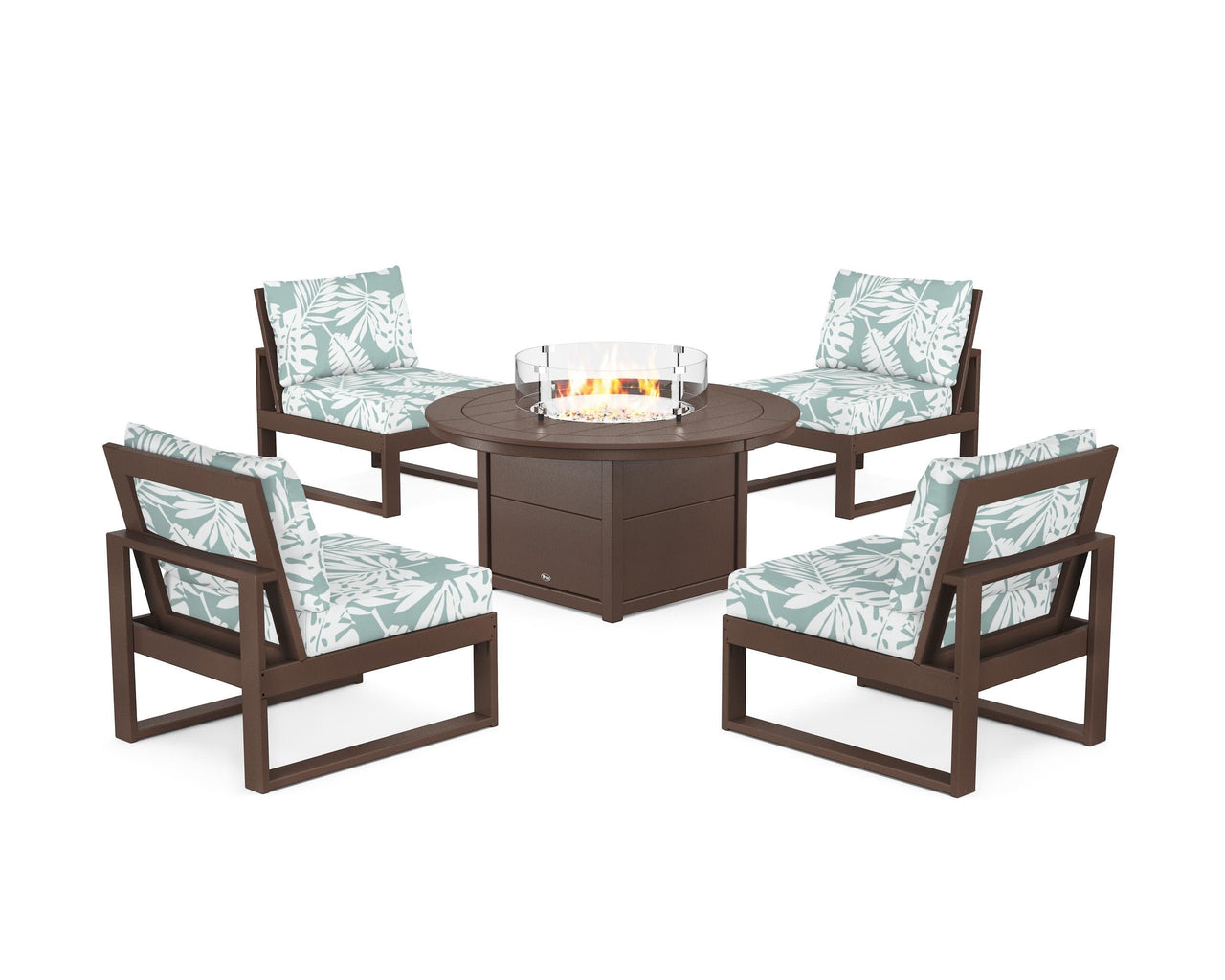 Trex Eastport Modular 5-Piece Deep Seating Set with Round Fire Pit Table
