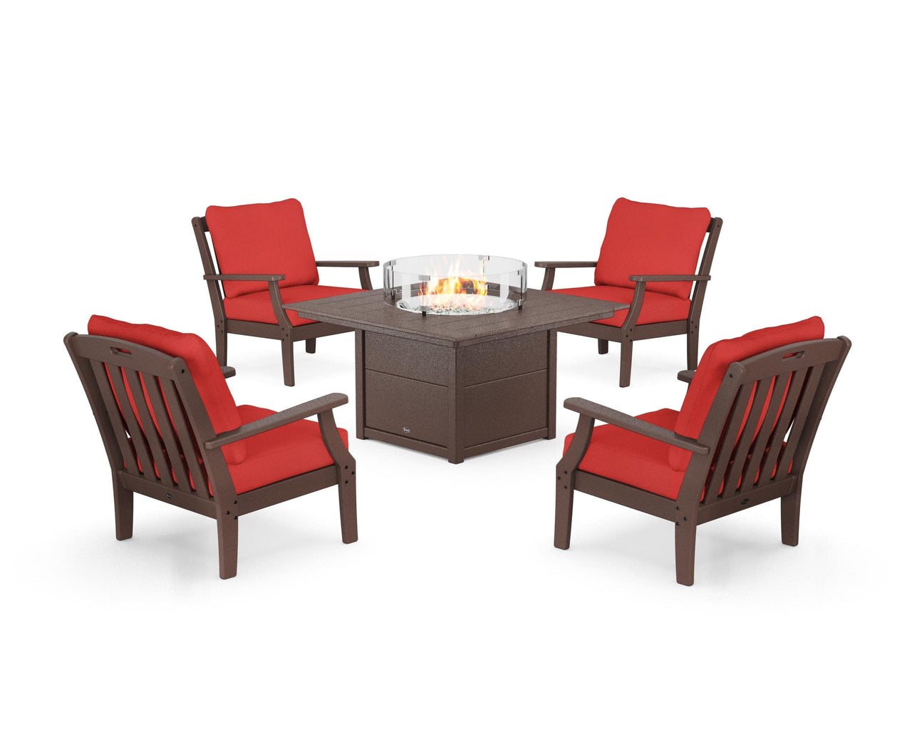Trex Yacht Club 5-Piece Deep Seating Set with Square Fire Pit Table