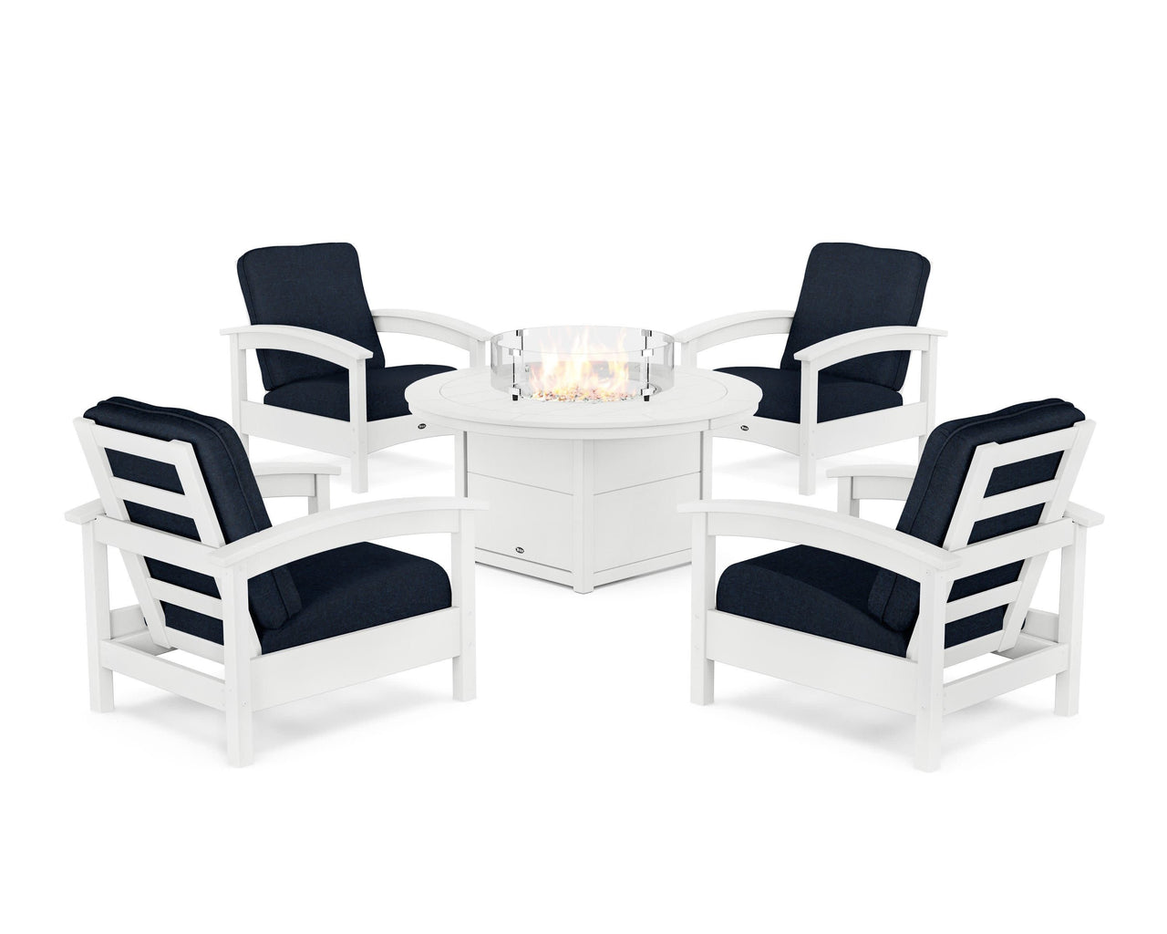 Trex Rockport 5-Piece Deep Seating Set with Round Fire Pit Table