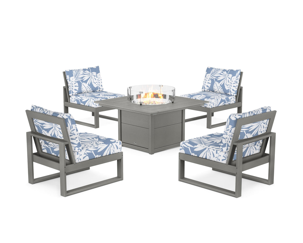 Trex Eastport Modular 5-Piece Deep Seating Set with Square Fire Pit Table